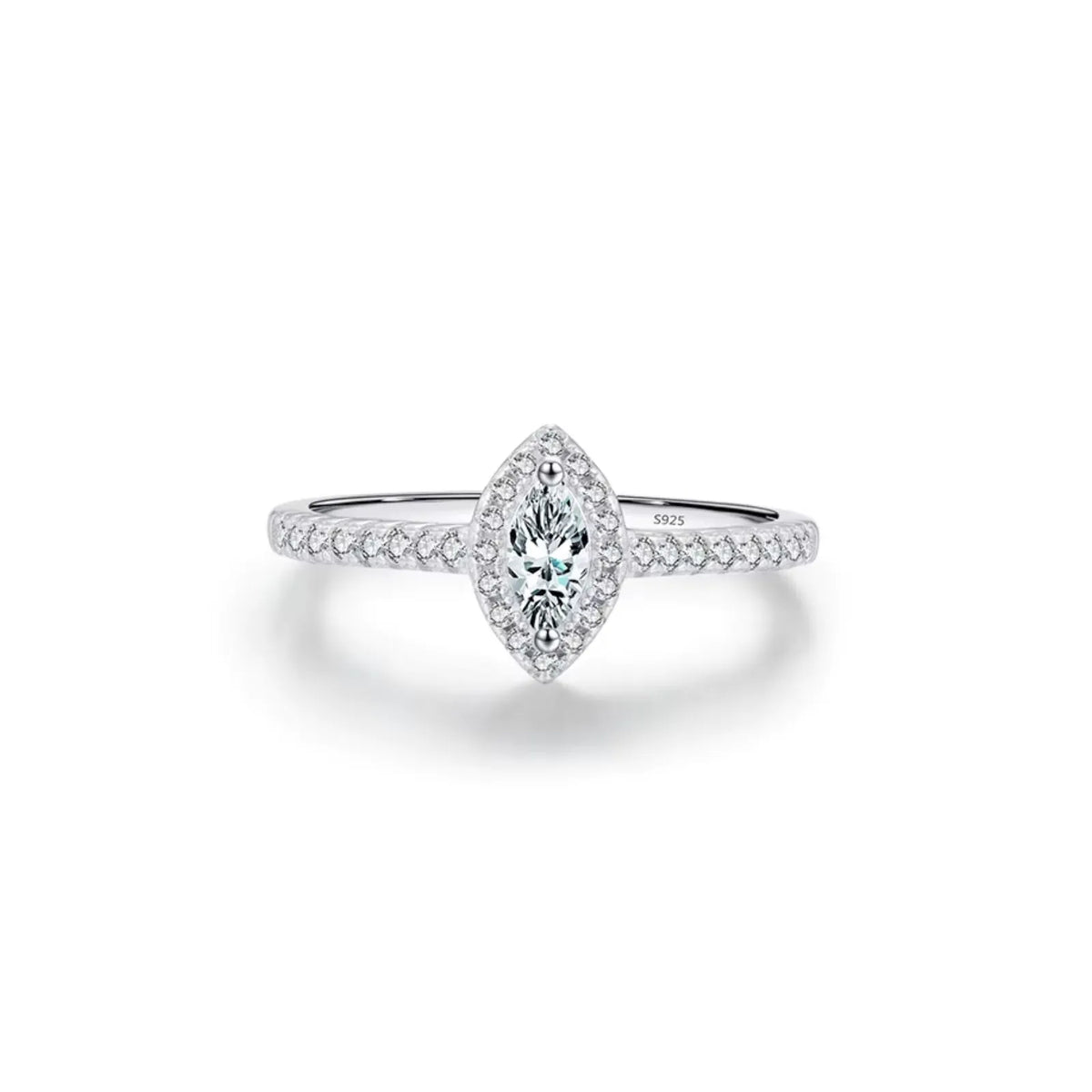 Anel de Noivado Halo Marquise em Prata 925 Lunnelé™