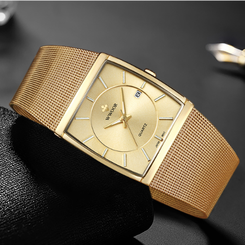 Relógio Bellorie com Pulseira de Malha Banhado a ouro 18k