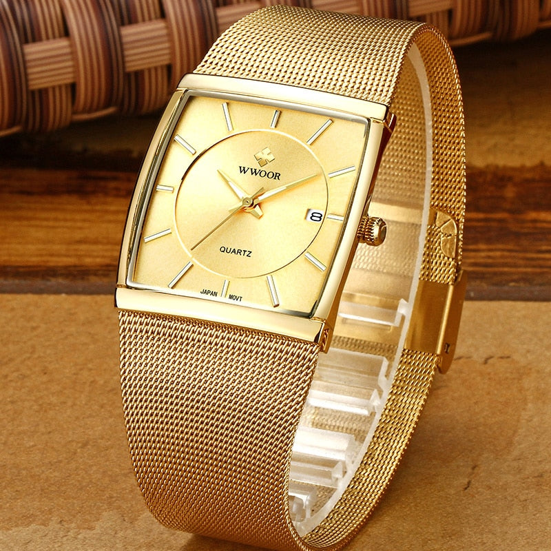 Relógio Bellorie com Pulseira de Malha Banhado a ouro 18k