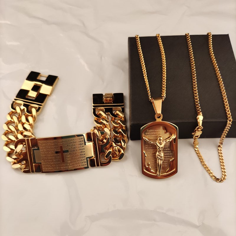 Conjunto Crucifixo em Aço Inoxidável Bellorie