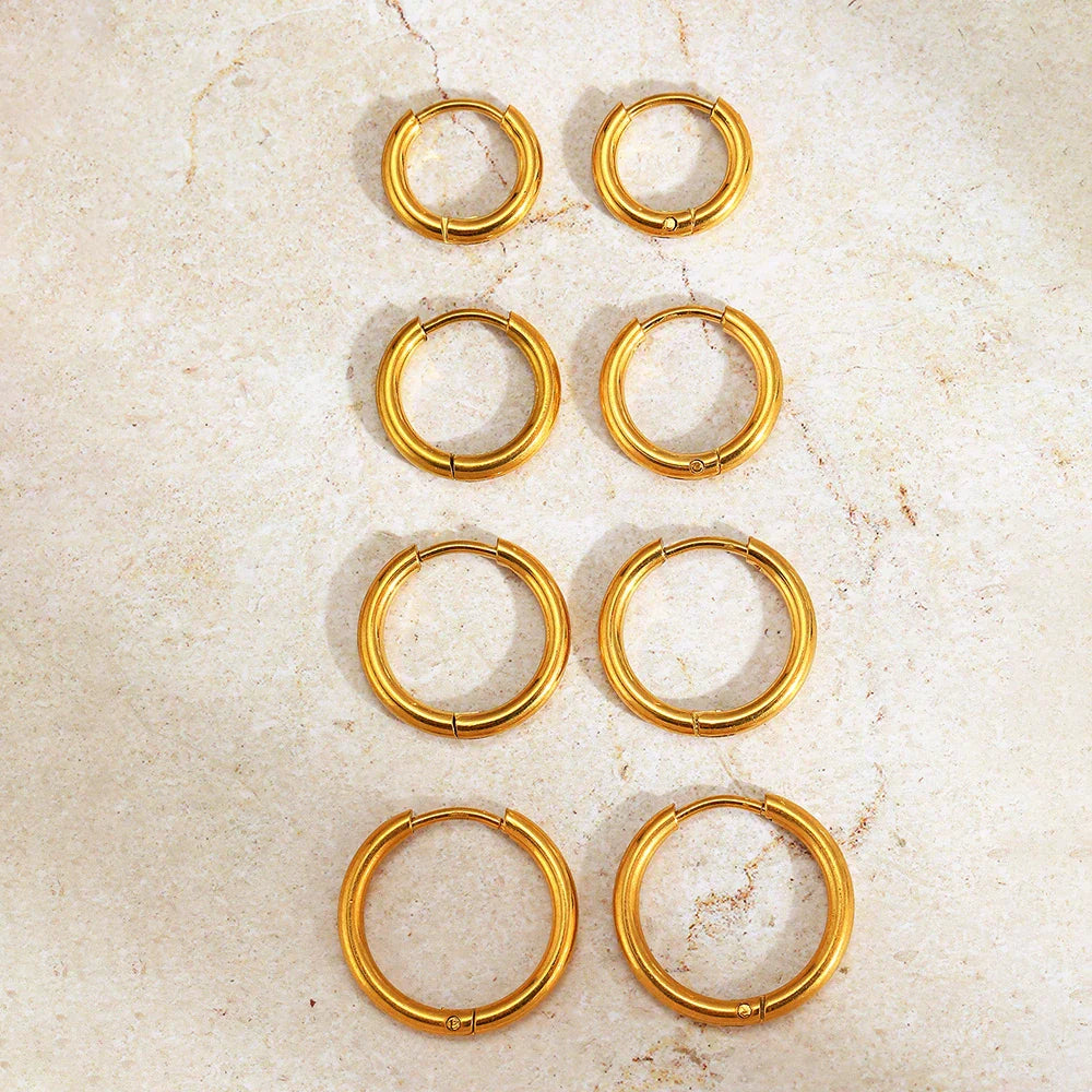 Kit 4 Argolinhas Douradas Banhado a Ouro 18k Bellorie