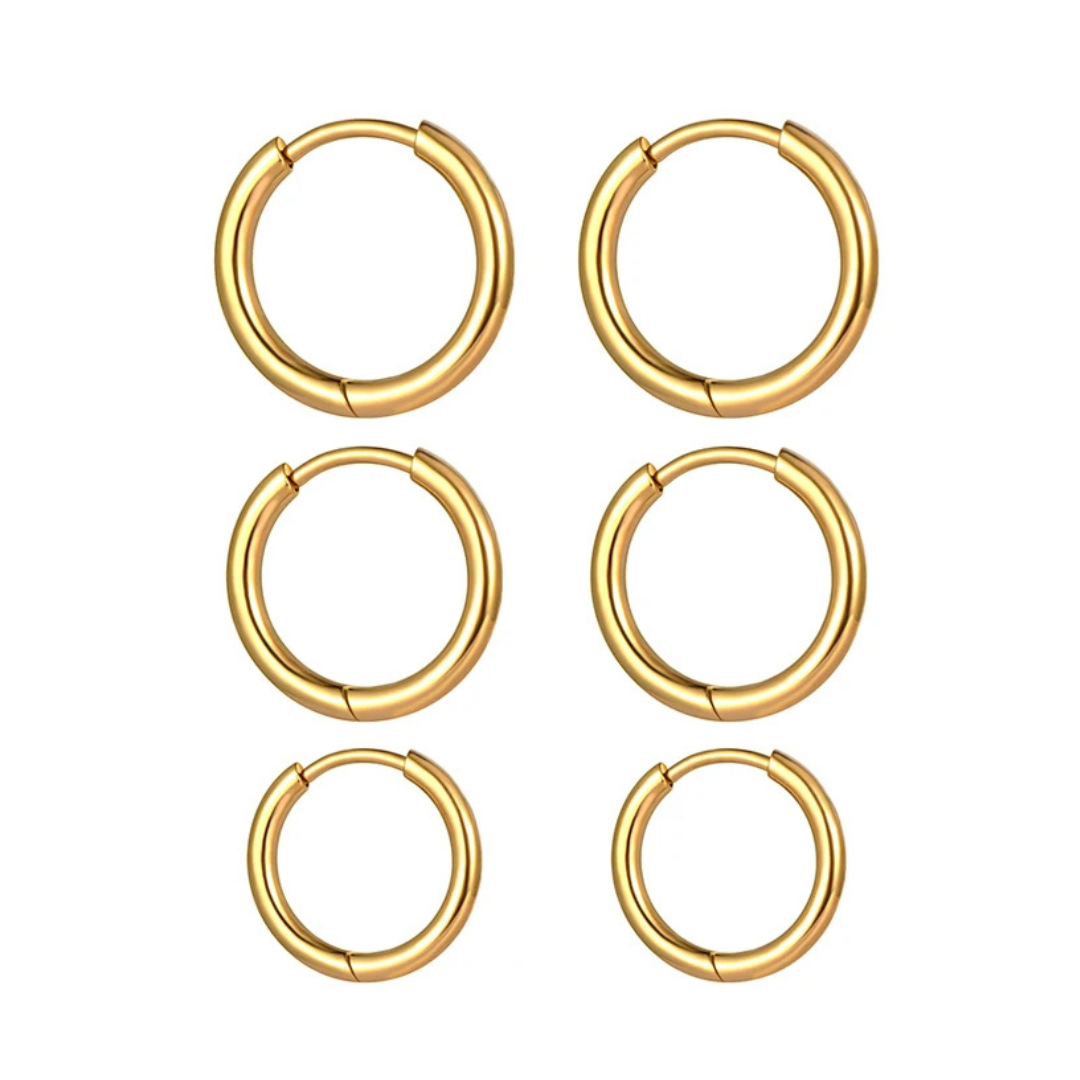 Kit 3 Argolinhas Douradas Banhado a Ouro 18k Bellorie