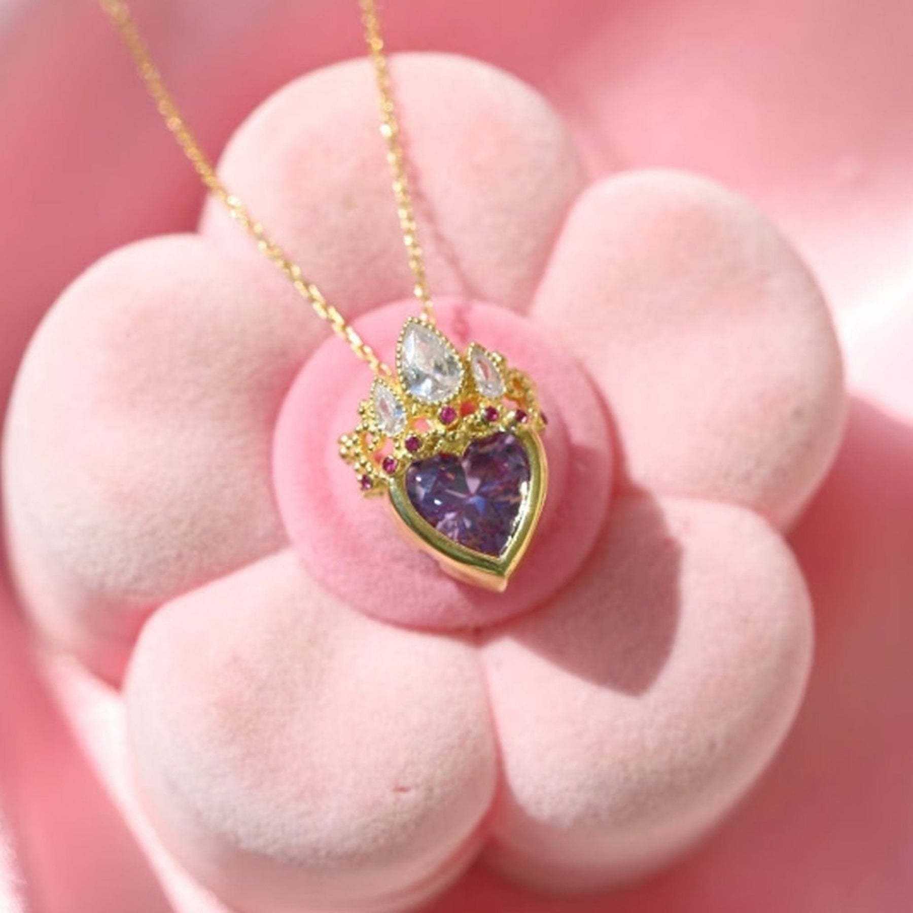 Colar & Anel Luxo Ajustável Coroa Rapunzel com Banho de Ouro