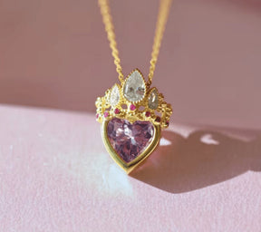Colar & Anel Luxo Ajustável Coroa Rapunzel com Banho de Ouro