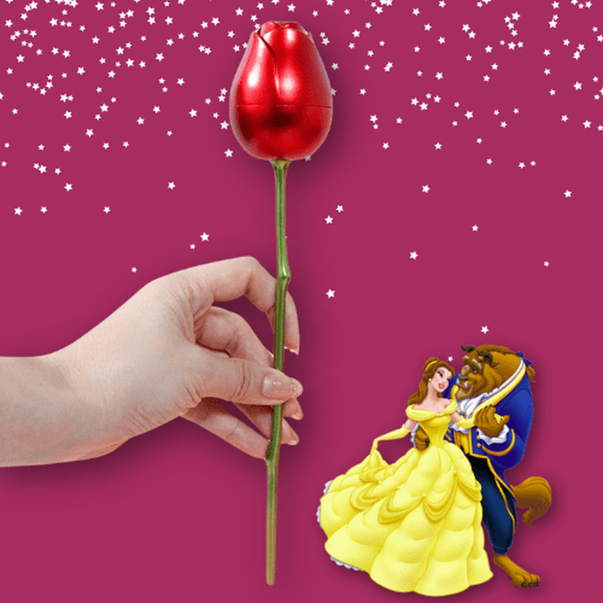 Colar Coração com Rosa Eterna da Bela e a Fera Lunnelé™
