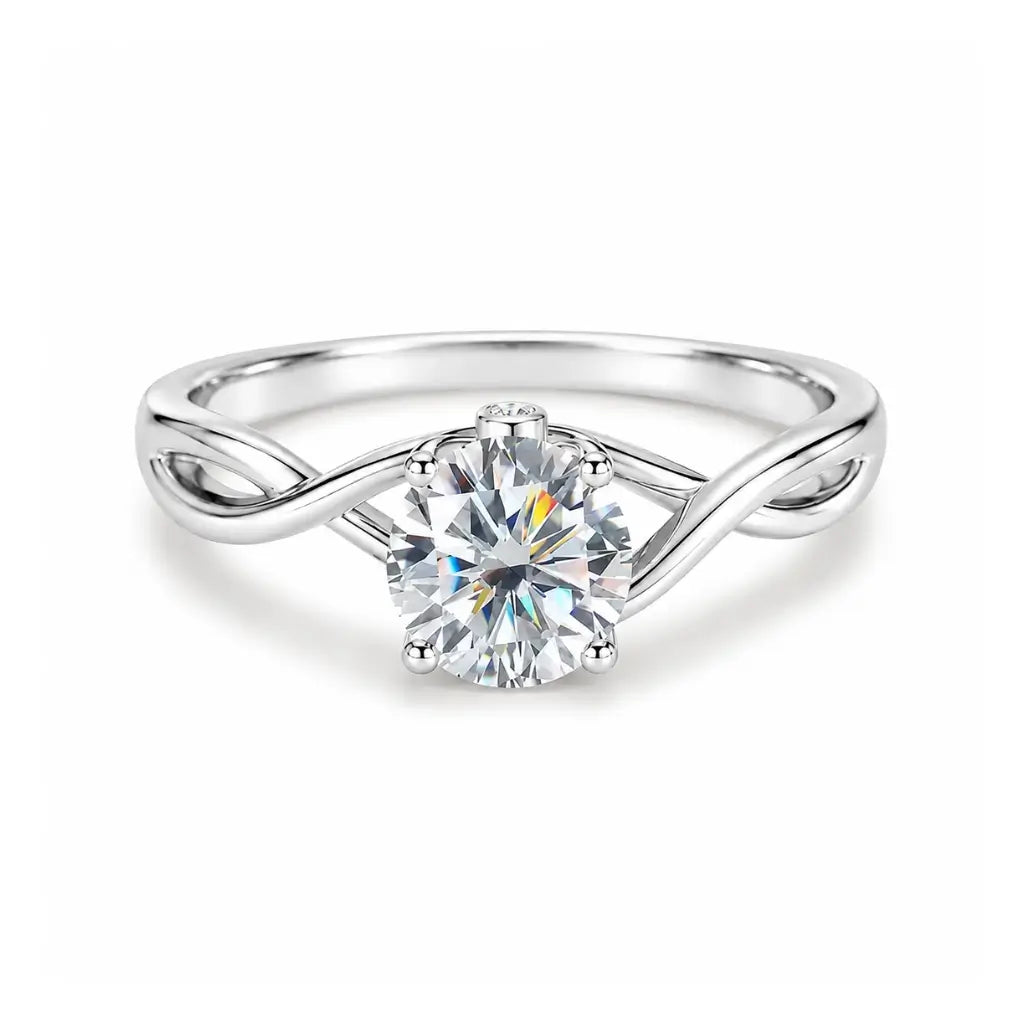Anel de Namoro Trançado Prata 925 Moissanite Enlace Lunnelé™