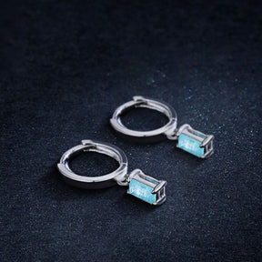 Brinco Prata de Argola com Pingente Turmalina Paraíba Azul Lunnelé™