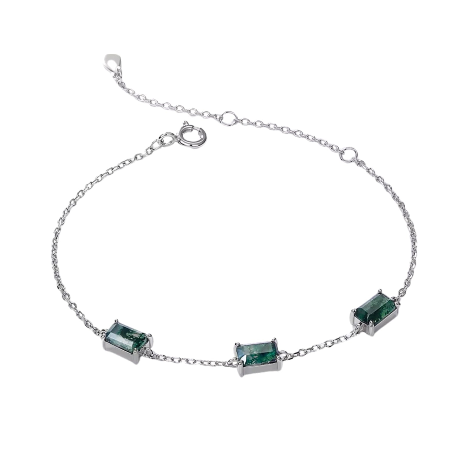 Pulseira Feminina de Prata 925 Esmeralda Lunnelé™