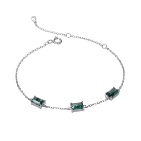 Pulseira Feminina de Prata 925 Esmeralda Lunnelé™