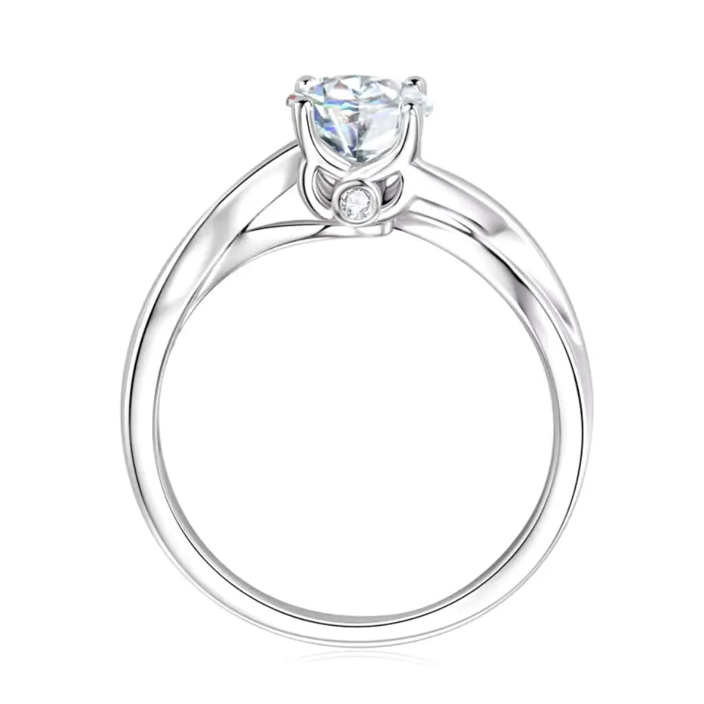 Anel de Namoro Trançado Prata 925 Moissanite Enlace Lunnelé™