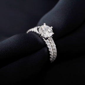 Anel Feminino de Prata 925 Duplo com Zircônia Lunnelé™
