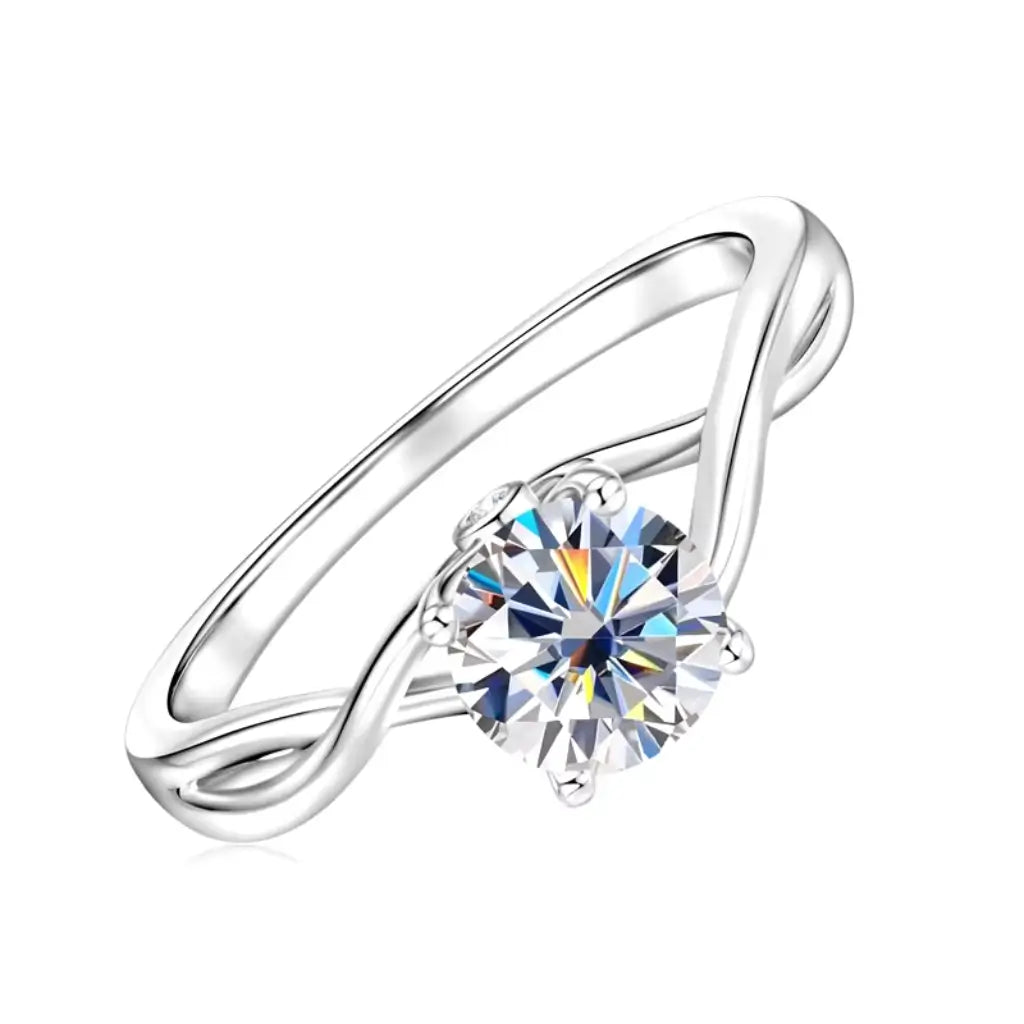 Anel de Namoro Trançado Prata 925 Moissanite Enlace Lunnelé™