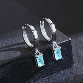 Brinco Prata de Argola com Pingente Turmalina Paraíba Azul Lunnelé™