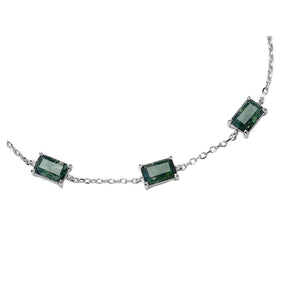 Pulseira Feminina de Prata 925 Esmeralda Lunnelé™