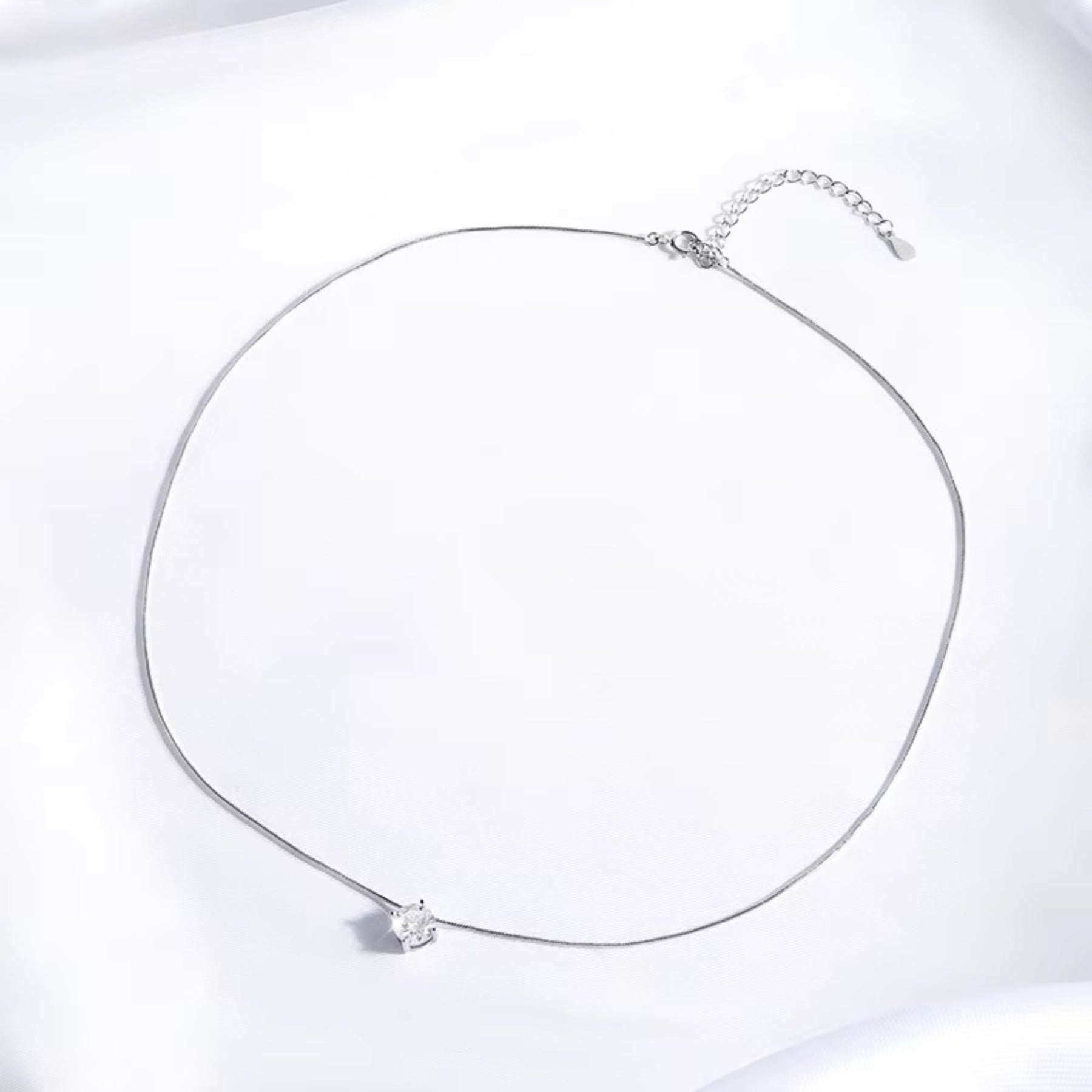 Colar Feminino de Prata 925 Zircônia Ponto de Luz Lunnelé™