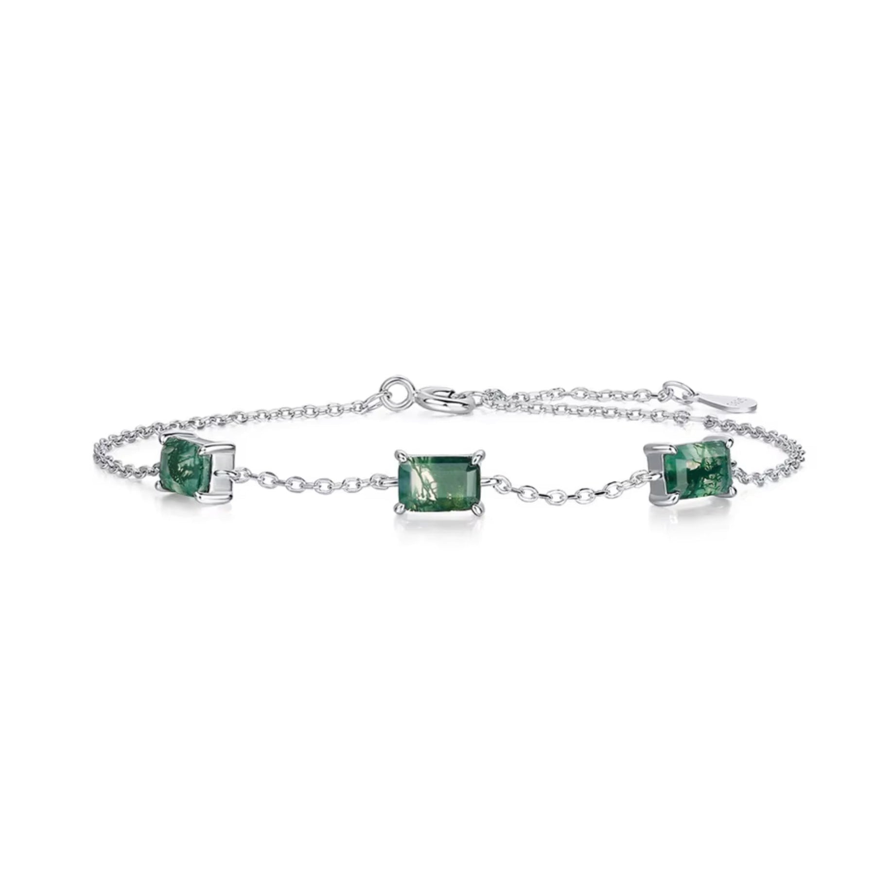 Pulseira Feminina de Prata 925 Esmeralda Lunnelé™
