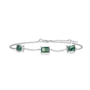 Pulseira Feminina de Prata 925 Esmeralda Lunnelé™