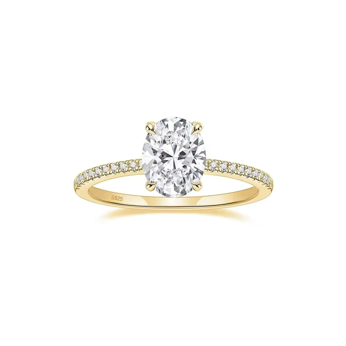 Anel Solitário Cravejado Oval 3ct Prata 925 Lunnelé™