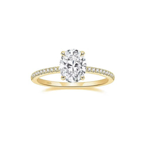 Anel Solitário Cravejado Oval 3ct Prata 925 Lunnelé™