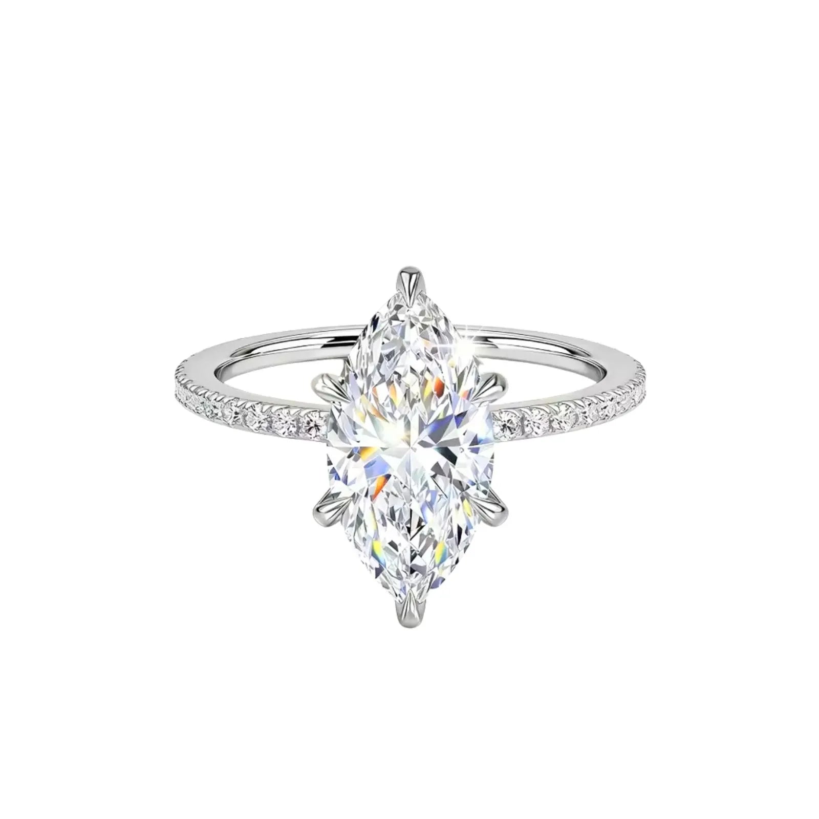 Anel Solitário Marquise em Prata 925 com Moissanite 2ct Lunnelé™