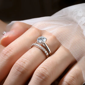 Anel Noivado com Meia Aliança Moissanite 2ct