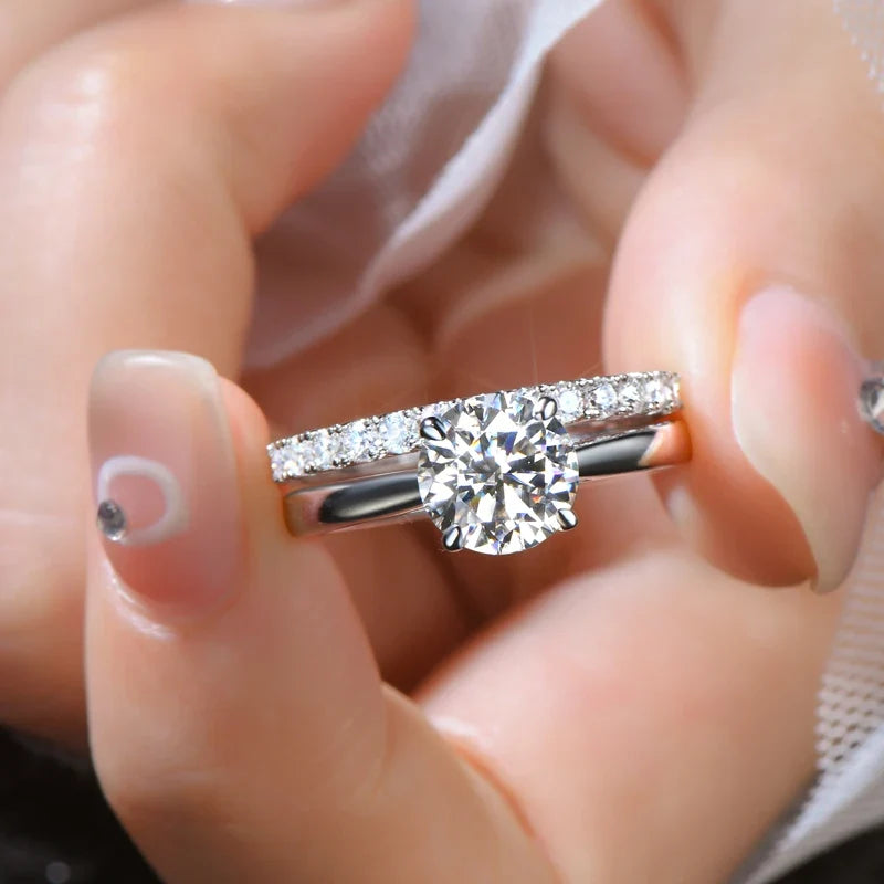 Anel Noivado com Meia Aliança Moissanite 2ct