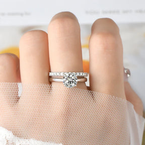 Anel Noivado com Meia Aliança Moissanite 2ct