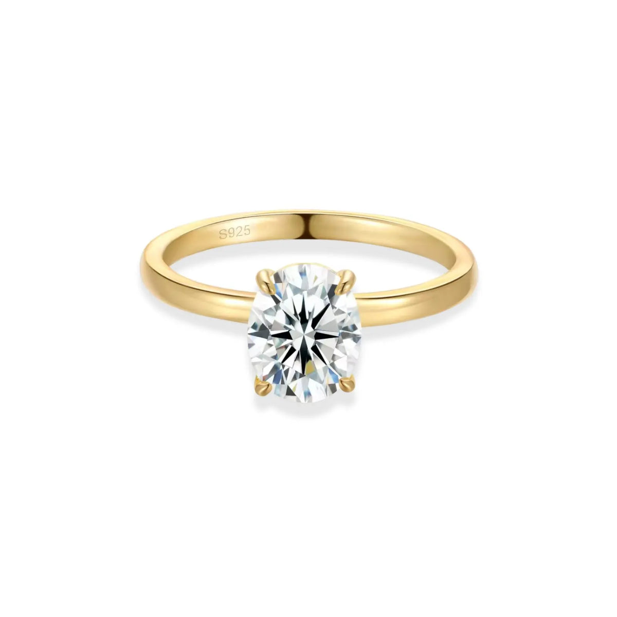 Anel Solitário Noivado com Moissanite Oval 3ct Prata 925 Lunnelé™
