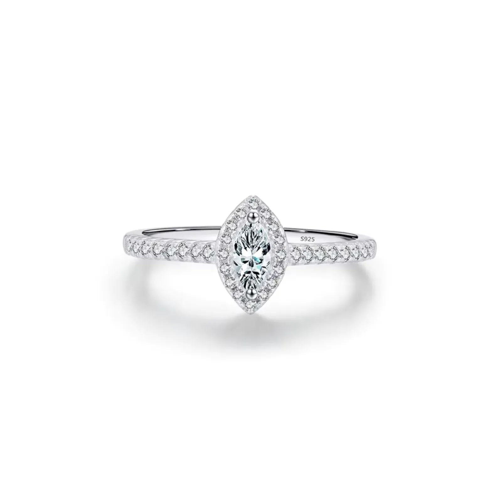 Anel de Noivado Halo Marquise em Prata 925 Lunnelé™
