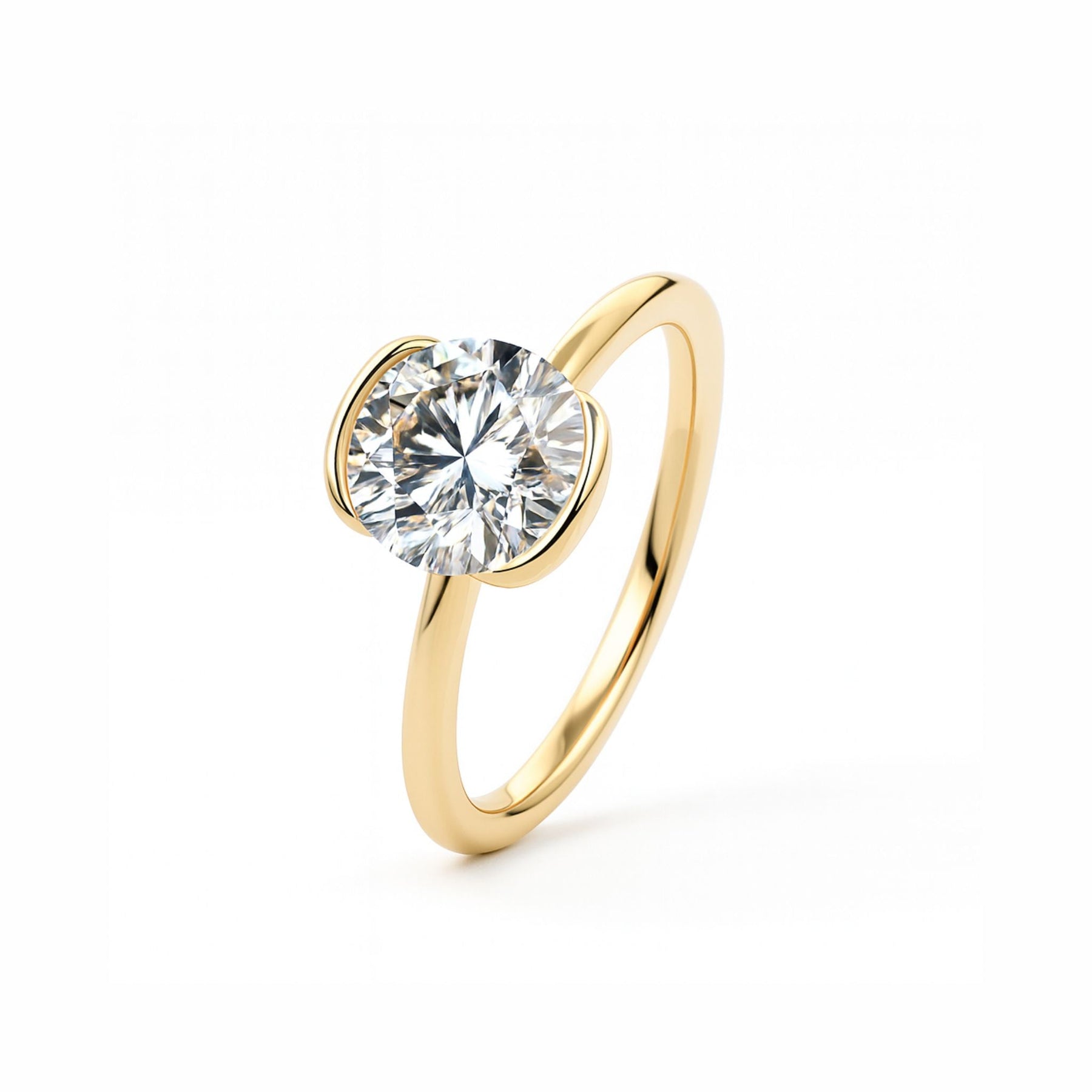 Anel Solitário com Moissanite 1ct Banho de Ouro 18K Lunnelé™