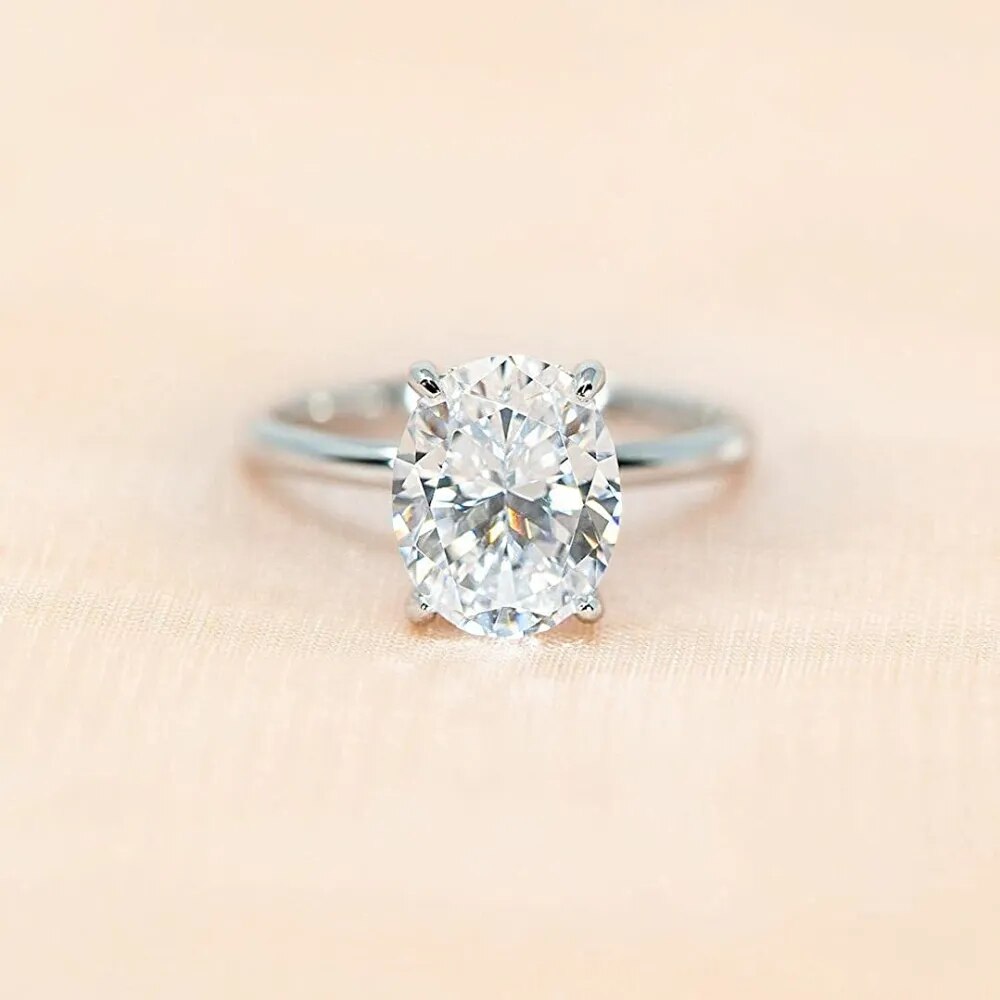 Anel Solitário Noivado em Prata 925 Oval 3ct Lunnelé™ - foto 3