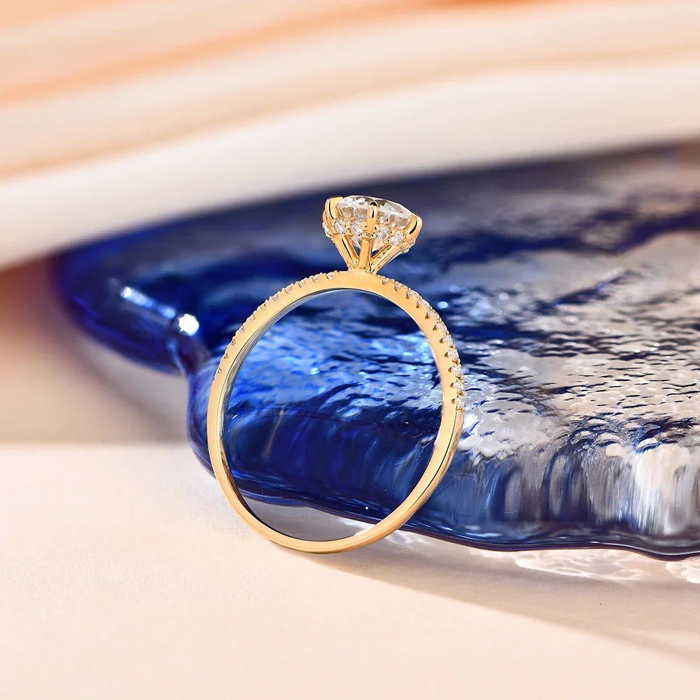 Anel Solitário Noivado Cravejado com Moissanite 1ct