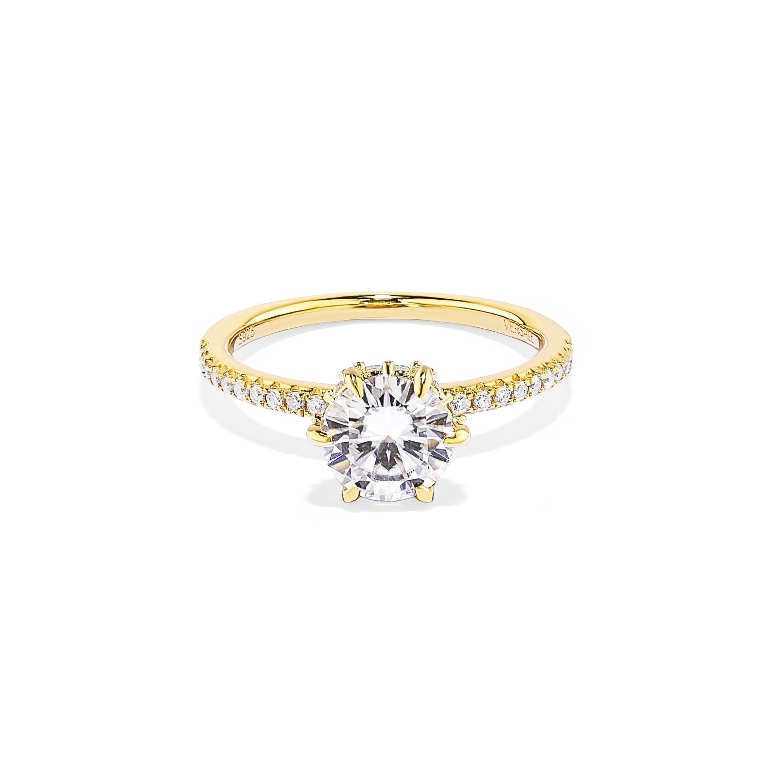 Anel Solitário Noivado Cravejado com Moissanite 1ct