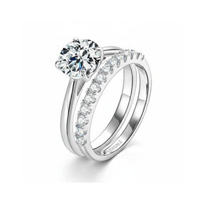Anel Noivado com Meia Aliança Moissanite 2ct