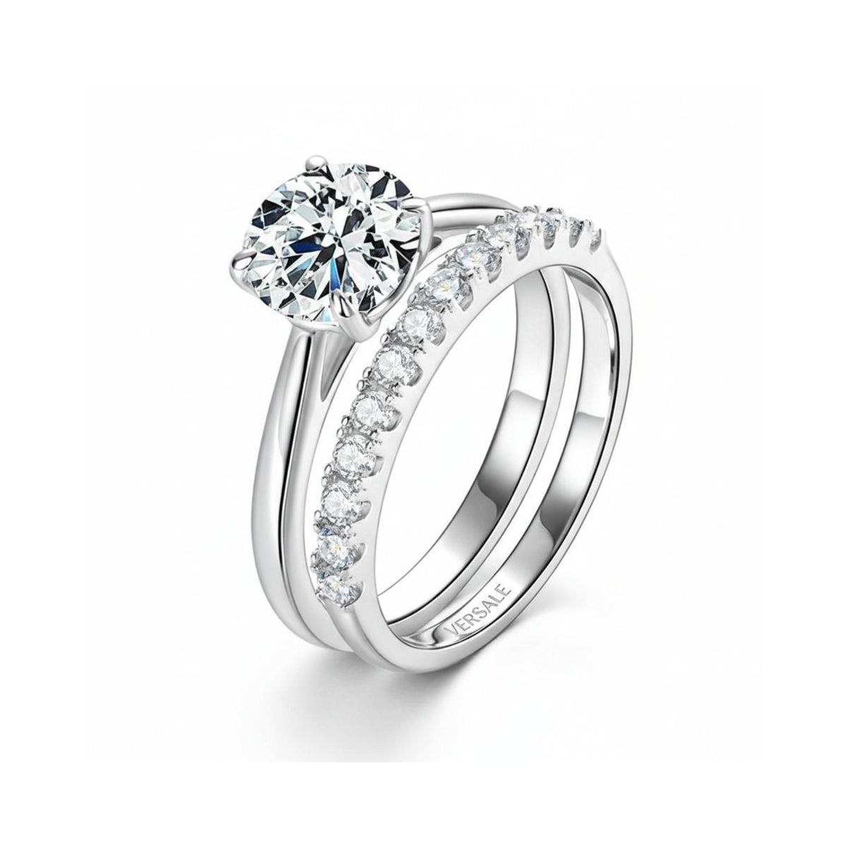 Anel Noivado com Meia Aliança Moissanite 2ct Prata 925 Lunnelé™ - foto 2