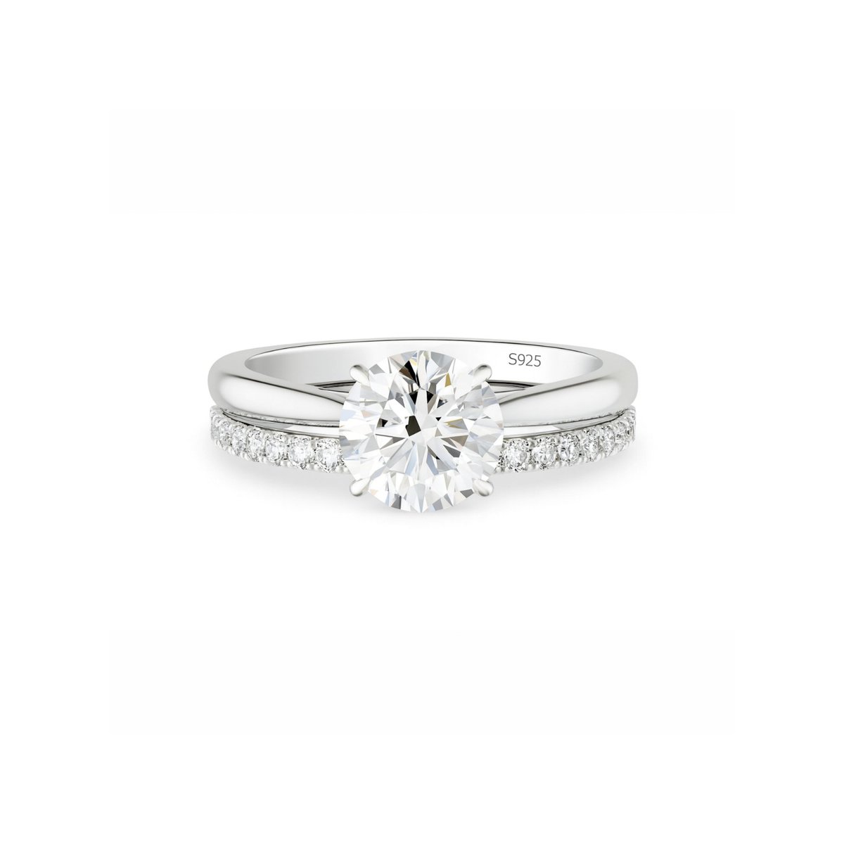 Anel Noivado com Meia Aliança Moissanite 2ct Prata 925 Lunnelé™