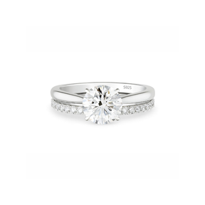 Anel Noivado com Meia Aliança Moissanite 2ct