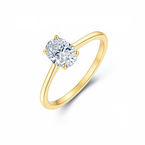 Anel Solitário Noivado com Moissanite Oval 1ct