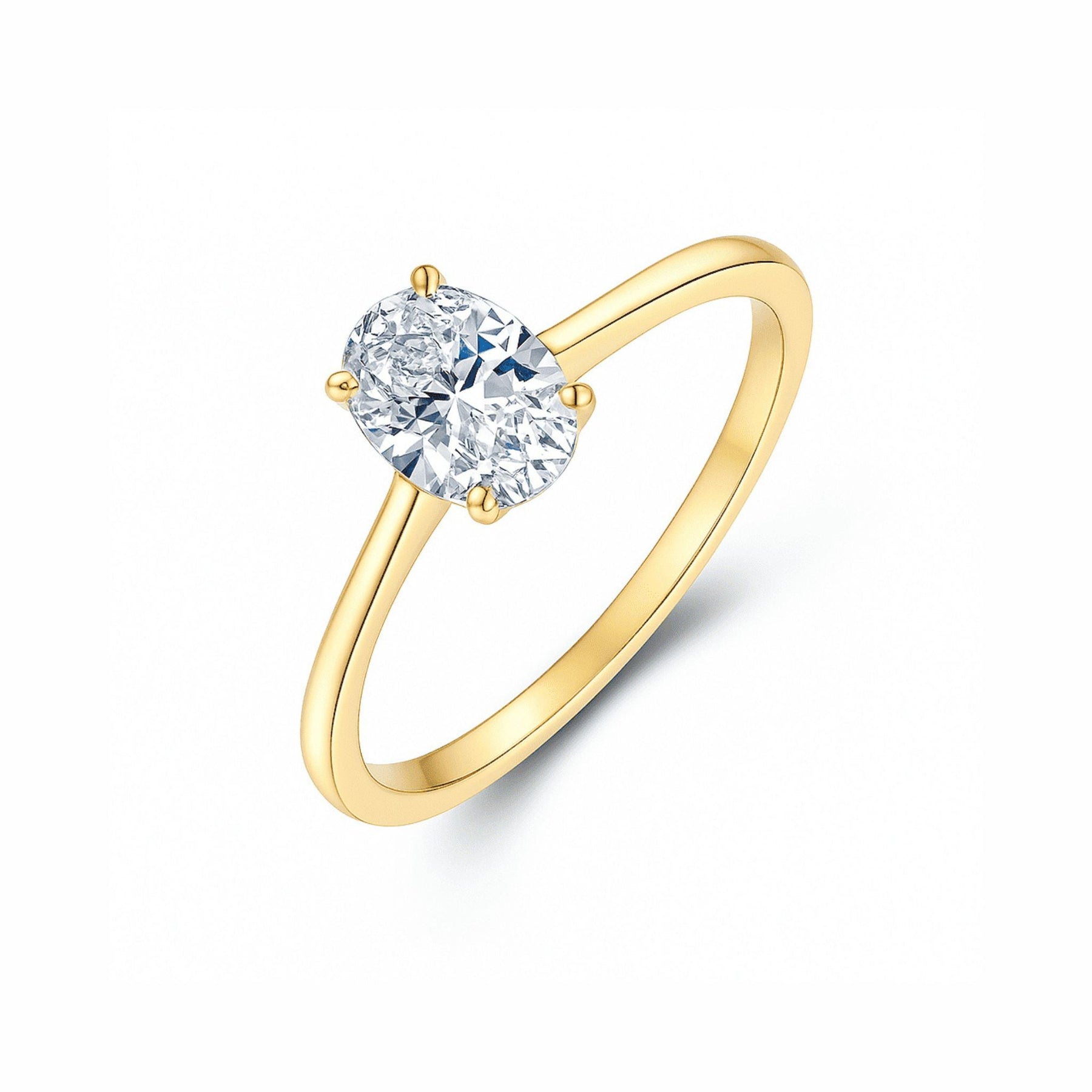 Anel Solitário Noivado com Moissanite Oval 1ct Prata 925 Lunnelé™