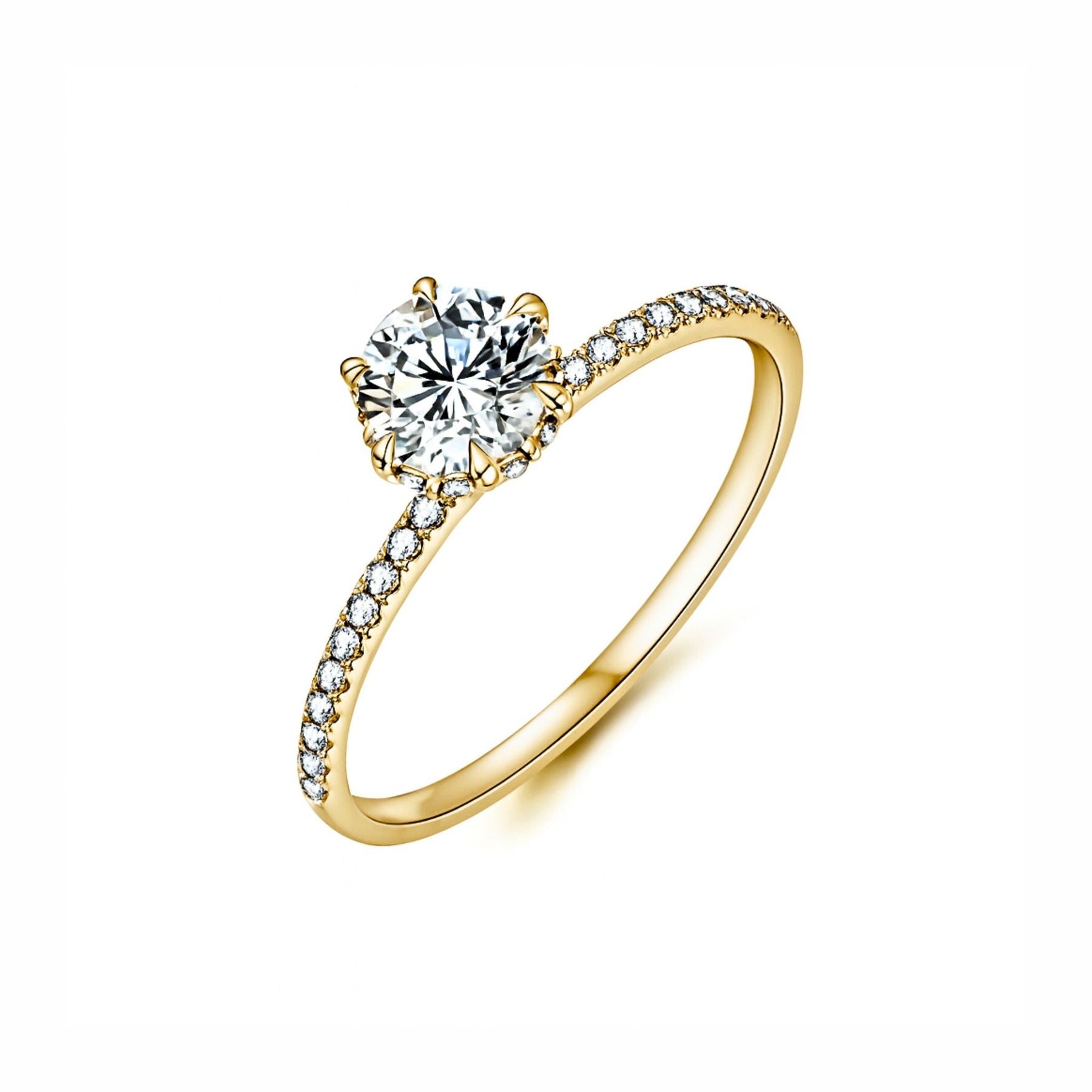 Anel Solitário Noivado Cravejado com Moissanite 1ct