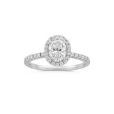 Anel Solitário Cravejado Halo Oval Moissanite 1ct Prata 925 Lunnelé™