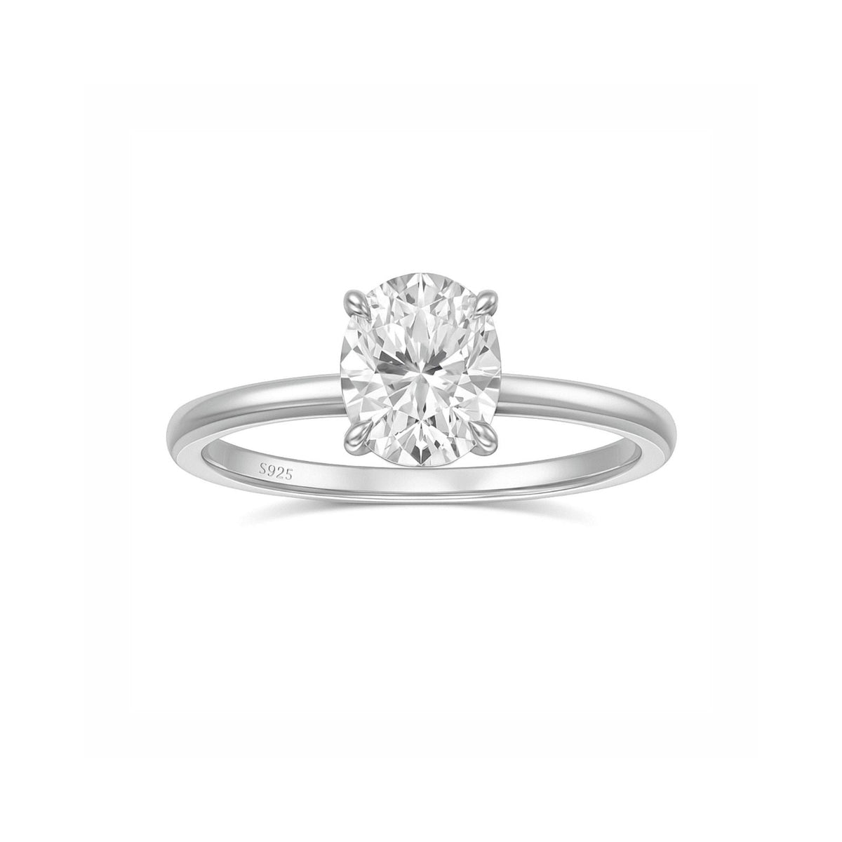 Anel Solitário Noivado em Prata 925 Oval 3ct Lunnelé™