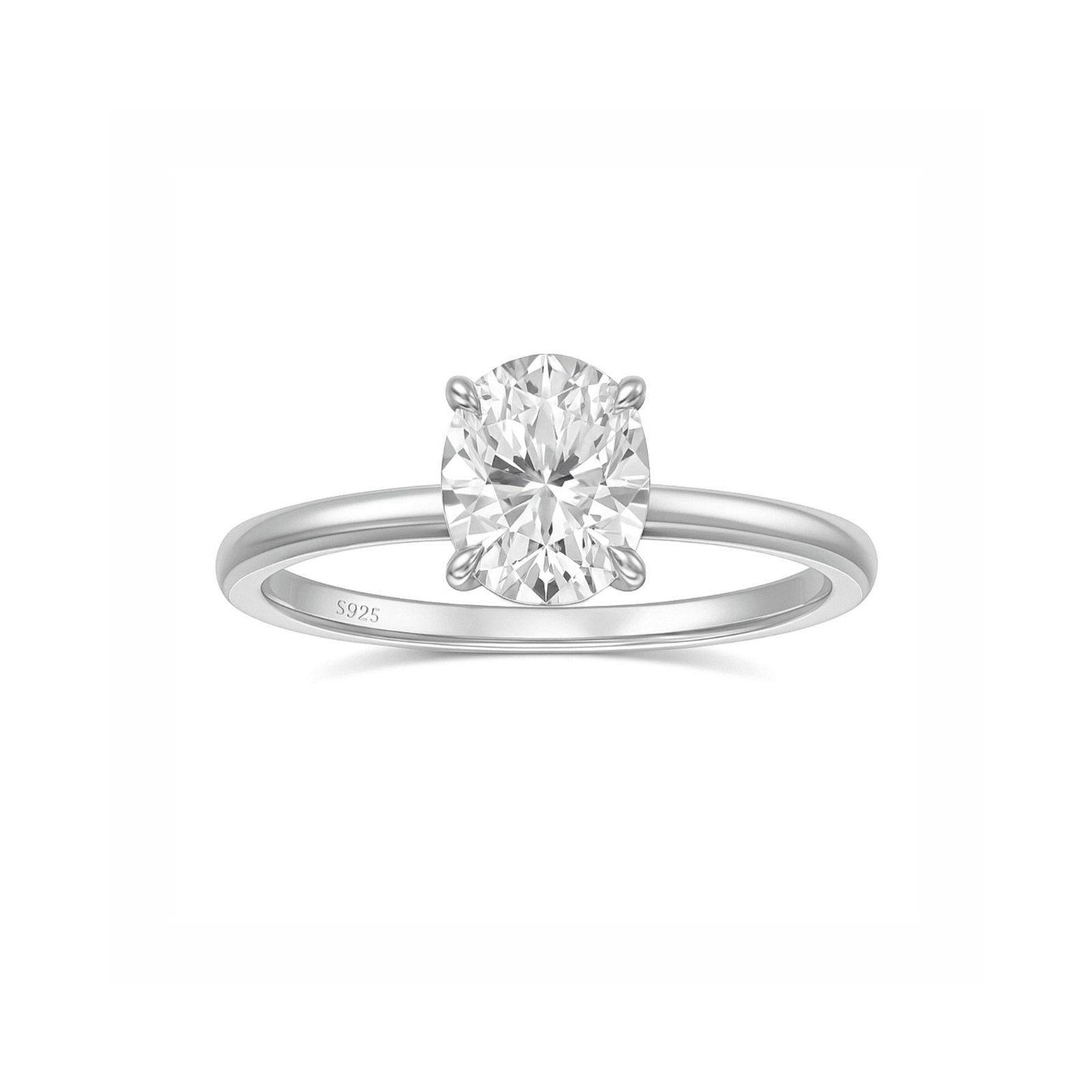 Anel Solitário Noivado em Prata 925 Oval 3ct Lunnelé™