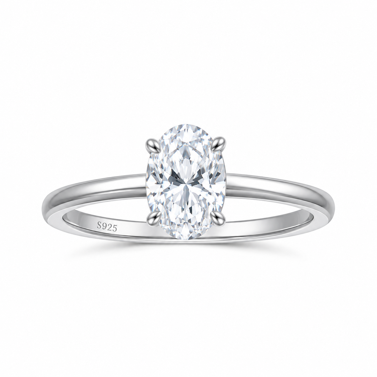 Anel Solitário Oval 2ct em Prata 925 | Lunnelé™