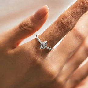 Anel de Noivado Halo Marquise em Prata 925 Lunnelé™ - foto 2