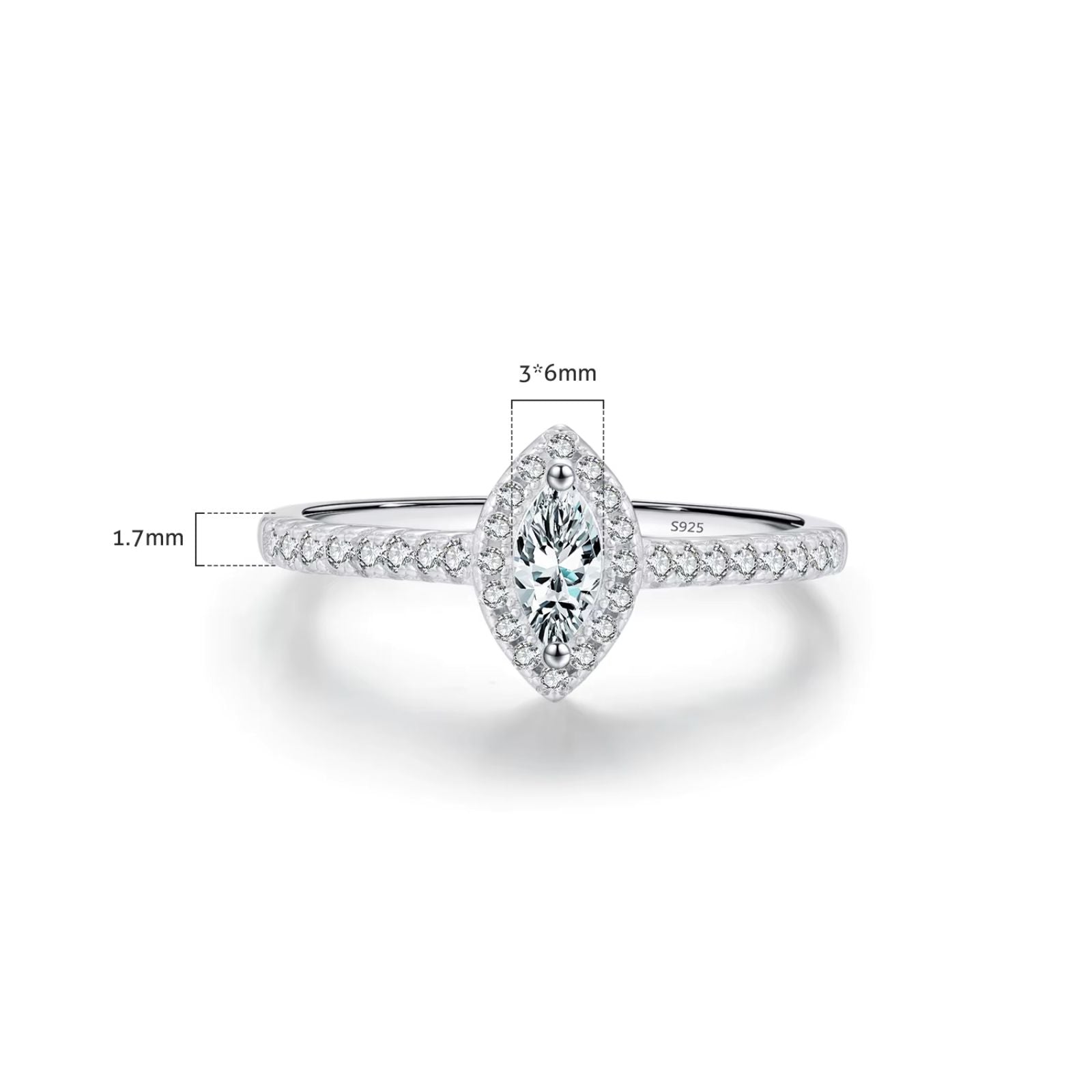 Anel de Noivado Halo Marquise em Prata 925 Lunnelé™ - foto 3