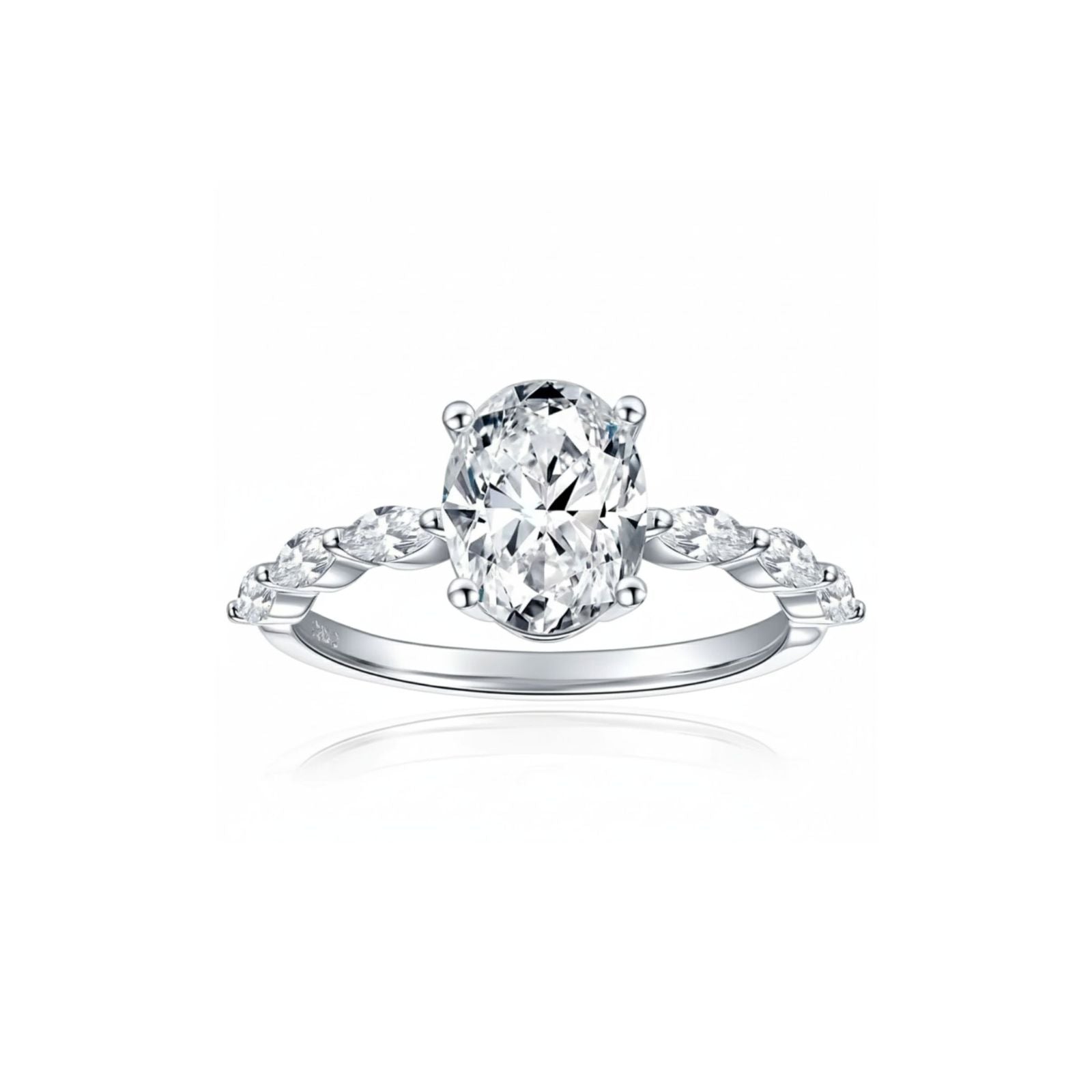 Anel de Noivado com Moissanite Oval 2ct Prata 925 Lunnelé™ - foto 5