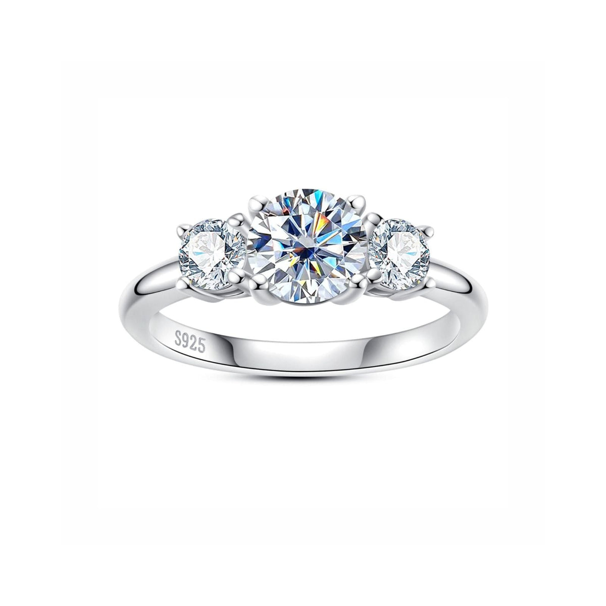 Anel de Noivado Triplo Brilho Moissanite Prata 925 Lunnelé™