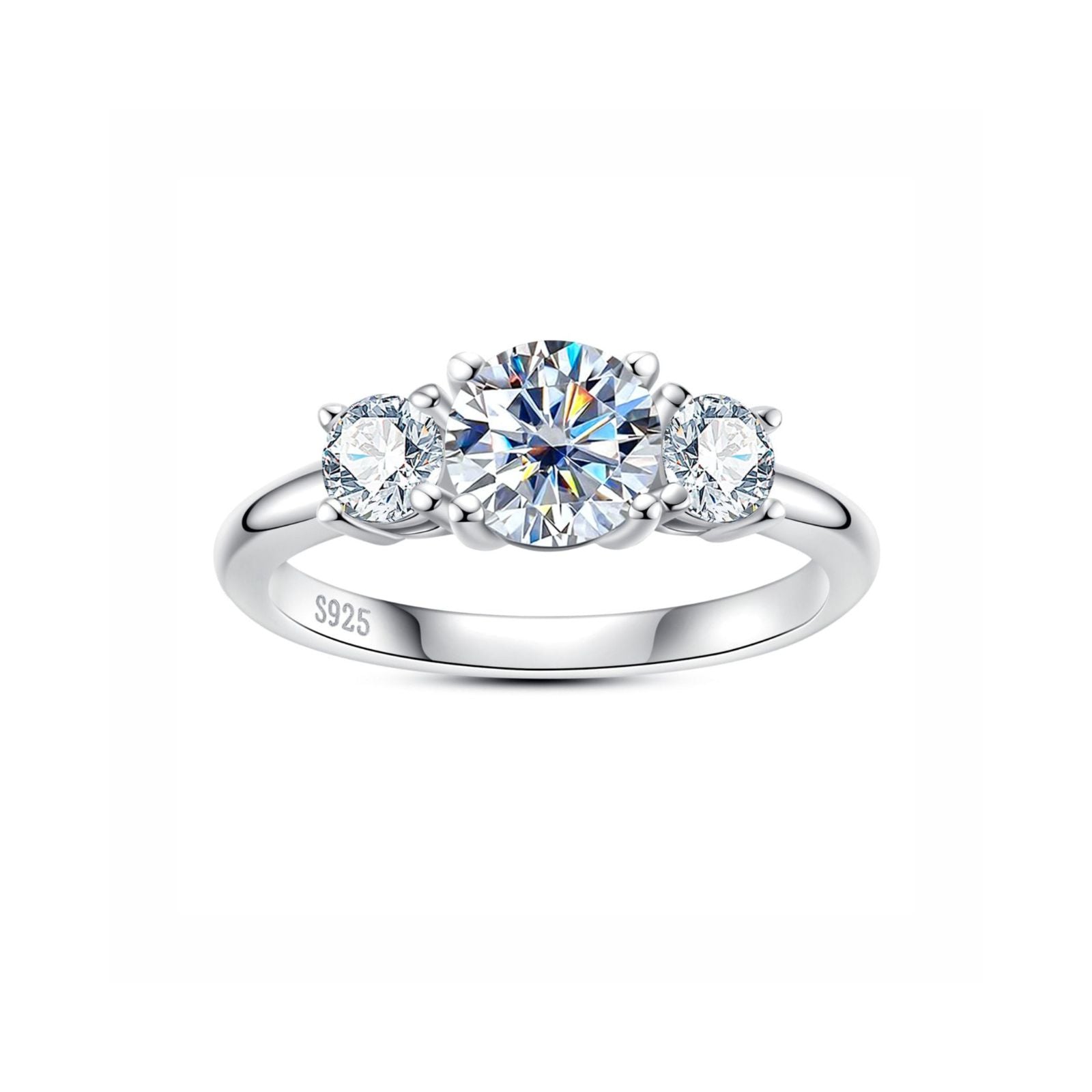 Anel de Noivado Triplo Brilho Moissanite