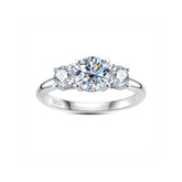 Anel de Noivado Triplo Brilho Moissanite